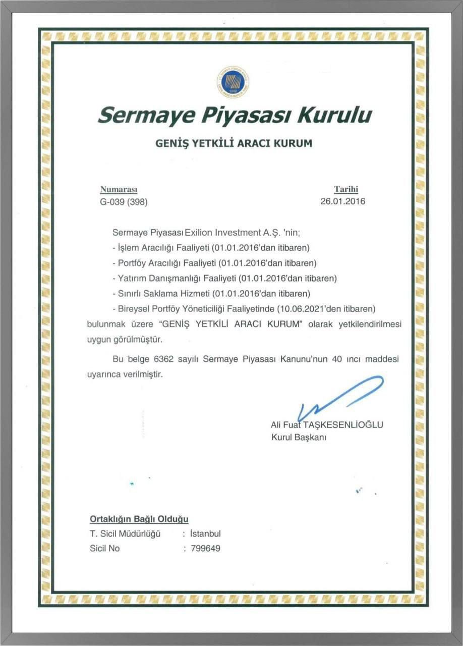 Exilion Lisans Belgesi